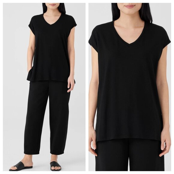 Eileen Fisher Tops - Eileen Fisher Fine Jersey V-Neck Boxy Top